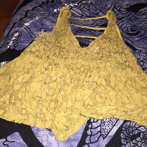 Yellow lace tank top
